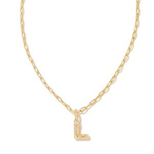 NWT Kendra Scott gold L initial necklace with paperclip chain